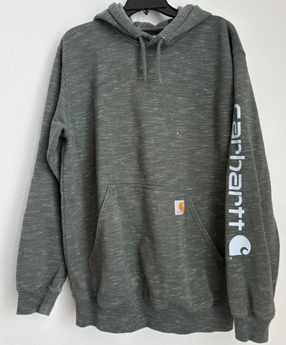 Mens Carharrt Oversized Hoodie Heathered Green Size Medium
